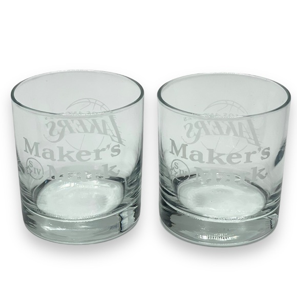 Los Angeles Lakers Maker's Mark Bourbon Whiskey Lowball Rocks Glass Set of 2 NBA - Picture 2 of 10